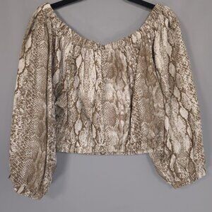 NWT‎ THE ANDAMANE Women's L Top ITALY MADE Off Shoulder LINEN Blend Snake Dallas
